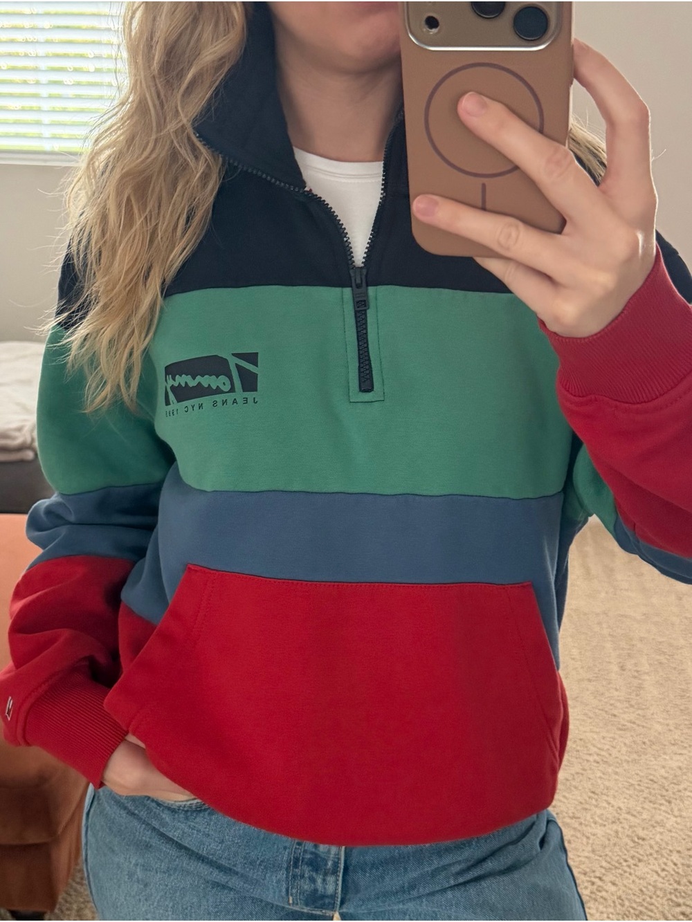 Tommy Hilfiger Colorblock Quarter Zip Pullover Sweatshirt